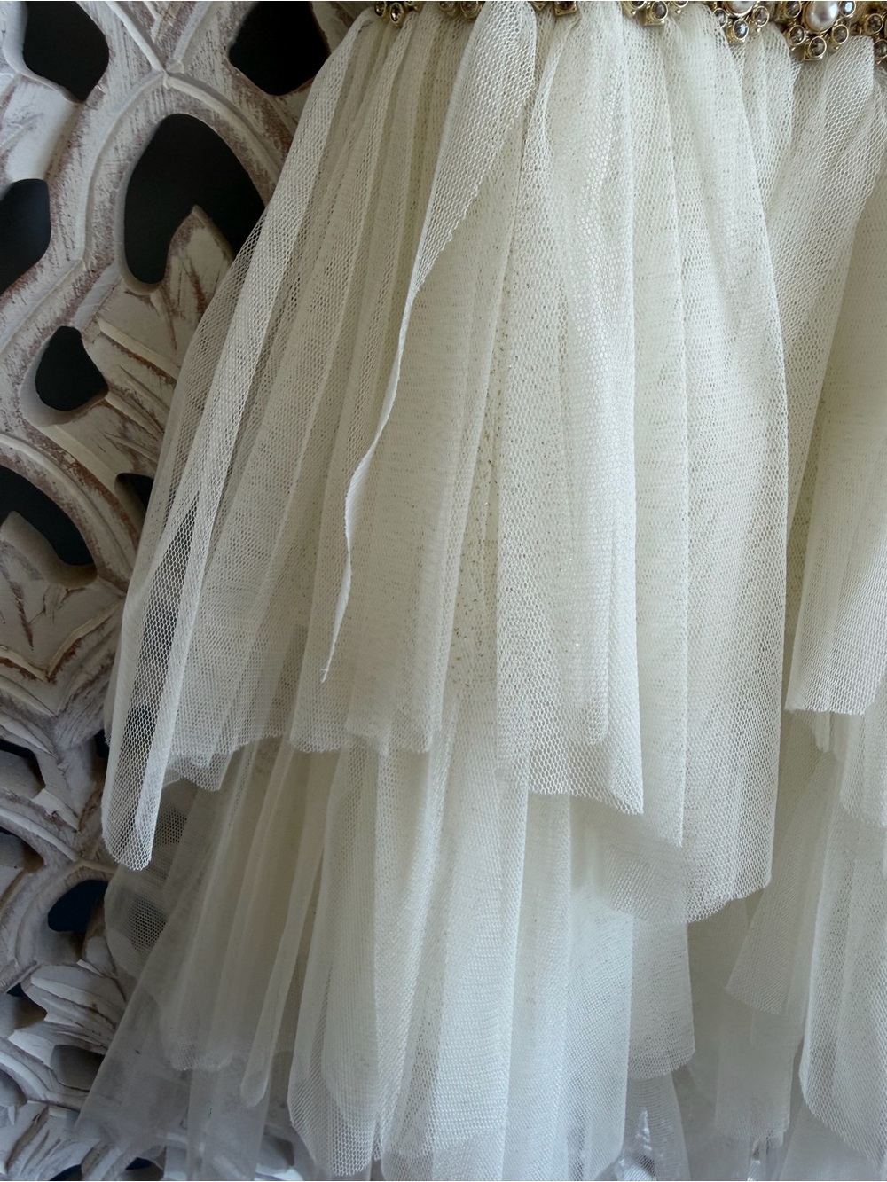 American Princess Girls Size 5 Gold Ivory Tulle Formal Dress - Picture 7 of 7